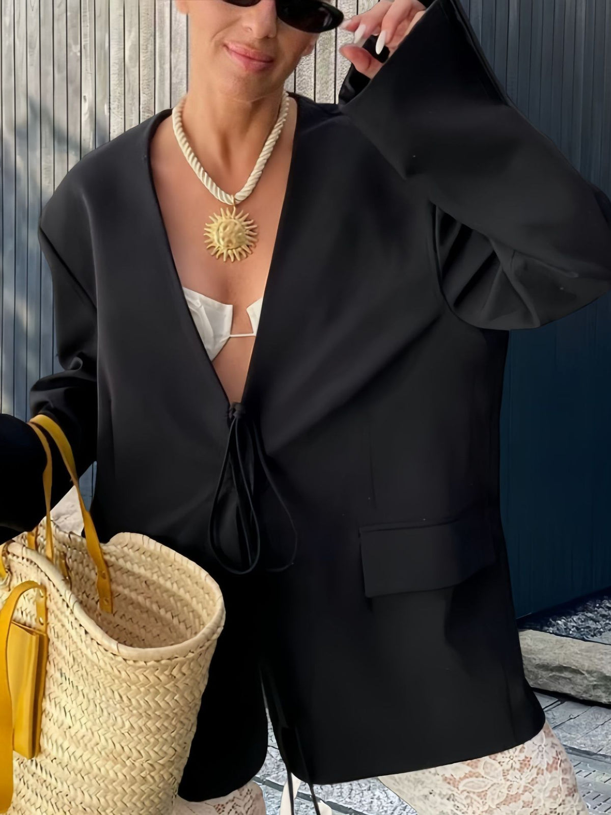 Chaqueta blazer con lazo